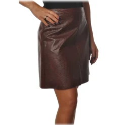 Ottod'Ame - Skirt in Python Printed Eco-Leather - Bordeaux - Skirt - Luxury Exclusive Collection - Avvenice