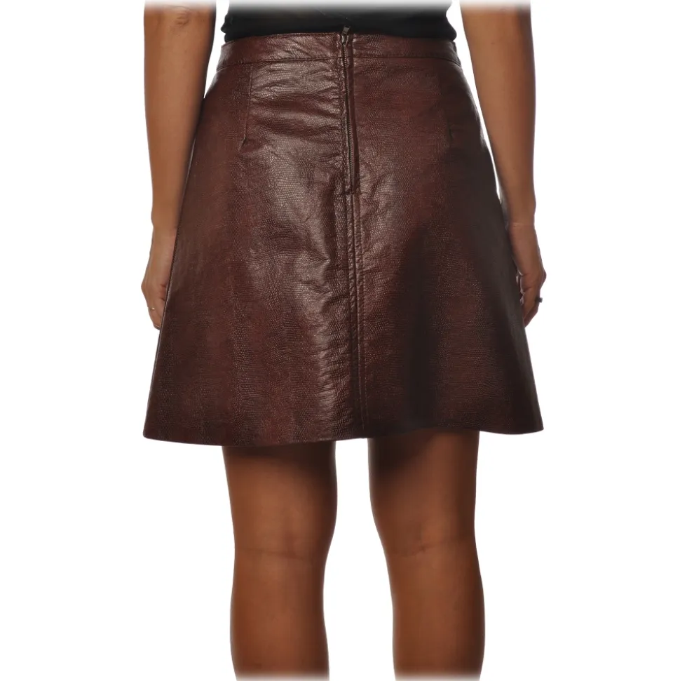 Ottod'Ame - Skirt in Python Printed Eco-Leather - Bordeaux - Skirt - Luxury Exclusive Collection - Avvenice