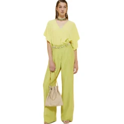 Ottod'Ame - Soft Silk Blend Blouse - Lime - Shirt - Luxury Exclusive Collection - Avvenice