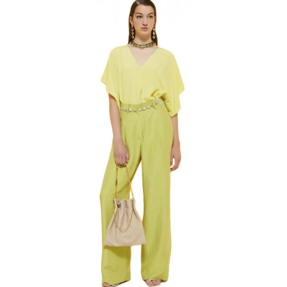 Ottod'Ame - Soft Silk Blend Blouse - Lime - Shirt - Luxury Exclusive Collection - Avvenice