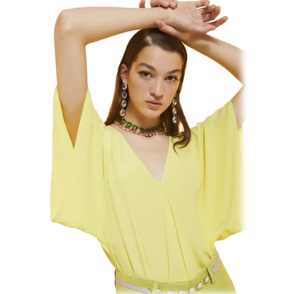 Ottod'Ame - Soft Silk Blend Blouse - Lime - Shirt - Luxury Exclusive Collection - Avvenice