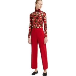 Ottod'Ame - Straight Leg Trousers in Combed Fabric - Red - Trousers - Luxury Exclusive Collection - Avvenice