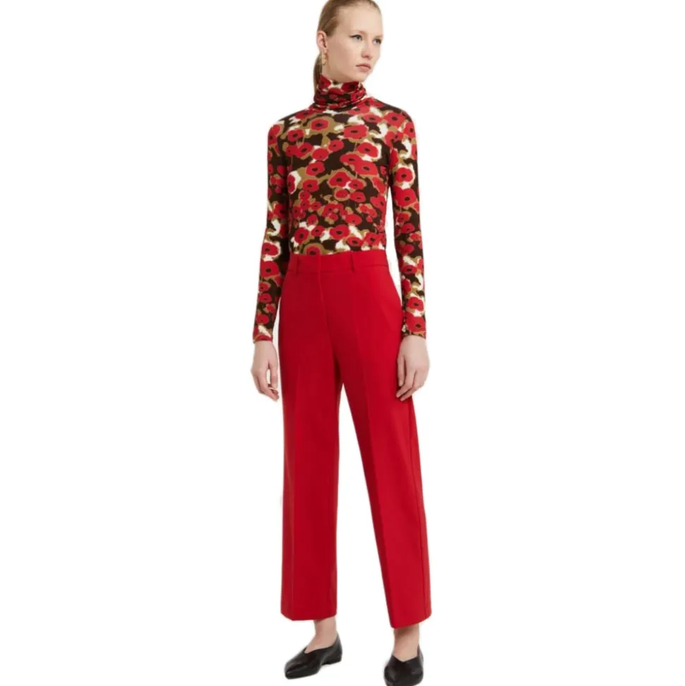 Ottod'Ame - Straight Leg Trousers in Combed Fabric - Red - Trousers - Luxury Exclusive Collection - Avvenice