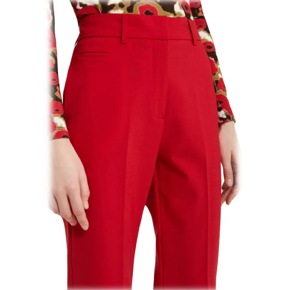Ottod'Ame - Straight Leg Trousers in Combed Fabric - Red - Trousers - Luxury Exclusive Collection - Avvenice