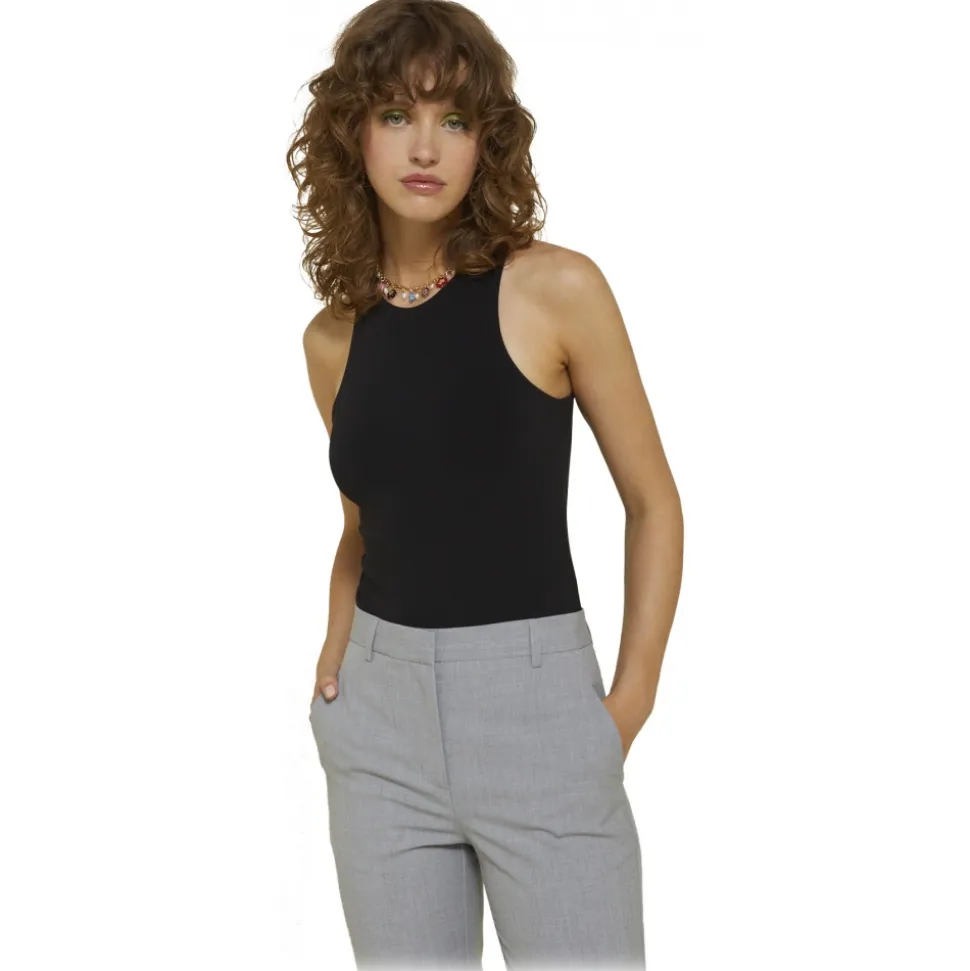 Ottod'Ame - Stretch Collar Top - Black - Top - Luxury Exclusive Collection - Avvenice