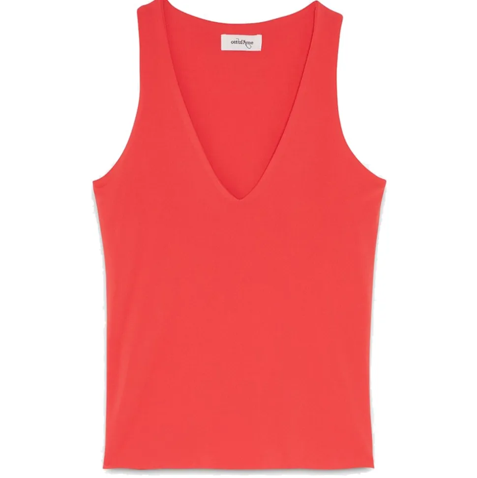 Ottod'Ame - Stretch V-Neck Top - Red - Top - Luxury Exclusive Collection - Avvenice