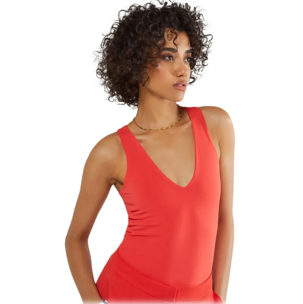 Ottod'Ame - Stretch V-Neck Top - Red - Top - Luxury Exclusive Collection - Avvenice