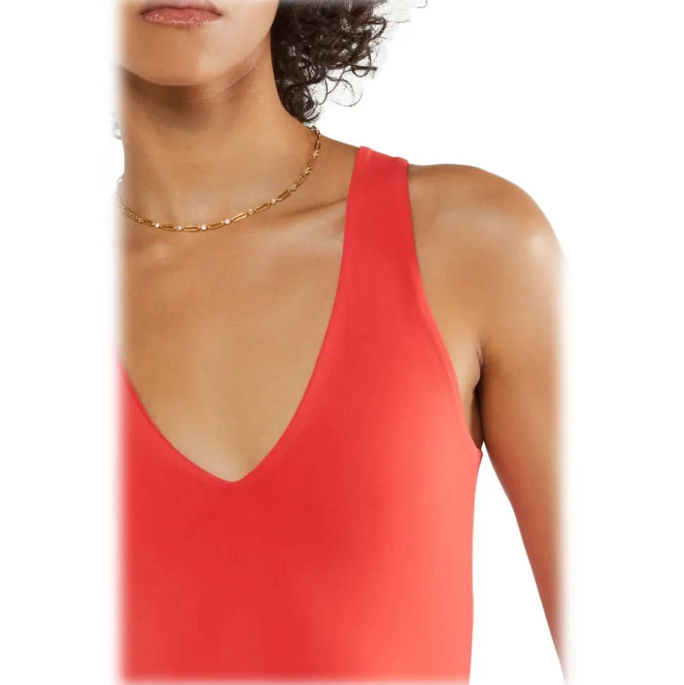 Ottod'Ame - Stretch V-Neck Top - Red - Top - Luxury Exclusive Collection - Avvenice