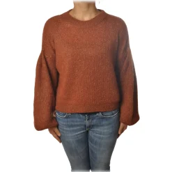 Ottod'Ame - Sweater in Laminated Yarn - Tobacco - Sweater - Luxury Exclusive Collection - Avvenice