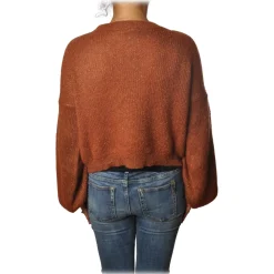 Ottod'Ame - Sweater in Laminated Yarn - Tobacco - Sweater - Luxury Exclusive Collection - Avvenice