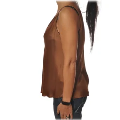 Ottod'Ame - Top Satin Effect - Caramel - Top - Luxury Exclusive Collection - Avvenice