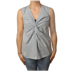 Ottod'Ame - Top with Knot Detail - Light Grey - Top - Luxury Exclusive Collection - Avvenice