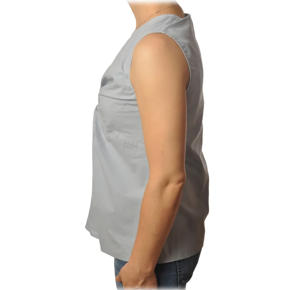 Ottod'Ame - Top with Knot Detail - Light Grey - Top - Luxury Exclusive Collection - Avvenice