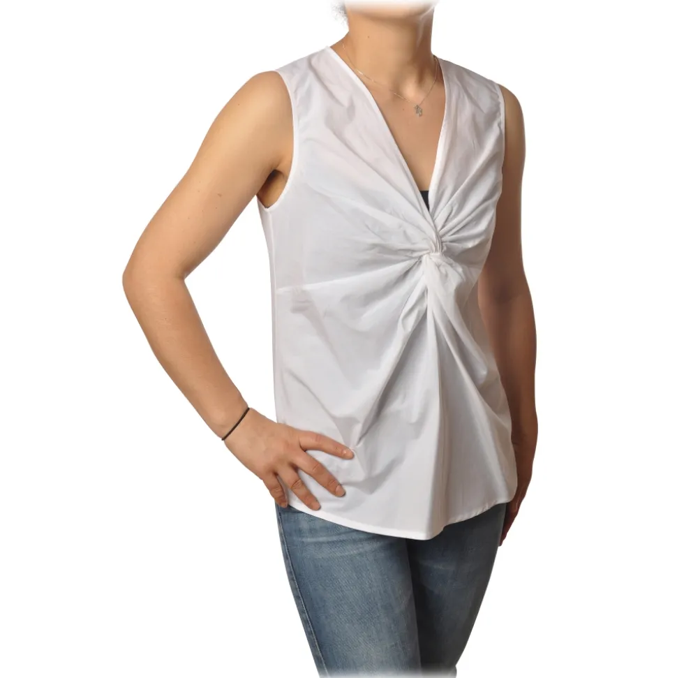 Ottod'Ame - Top with Knot Detail - White - Top - Luxury Exclusive Collection - Avvenice