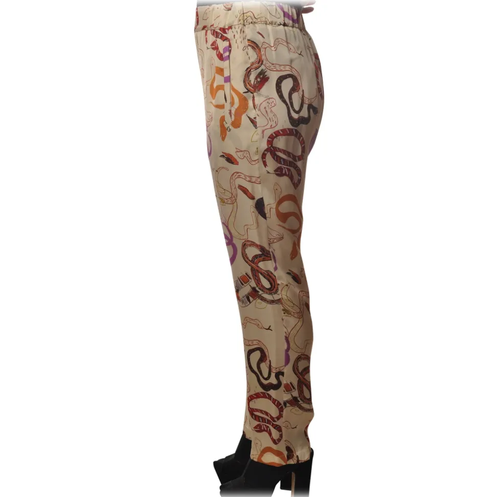 Ottod'Ame - Trousers in Abstract Pattern - Vanilla - Trousers - Luxury Exclusive Collection - Avvenice