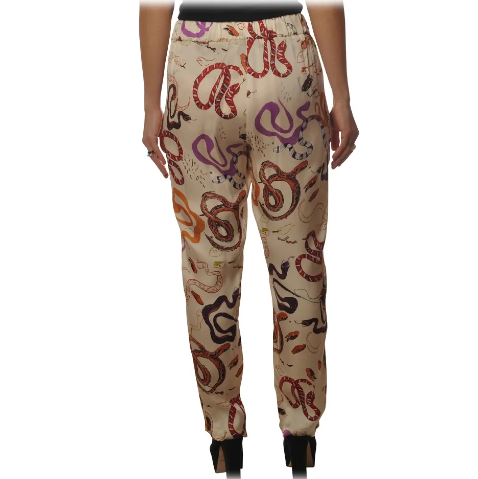 Ottod'Ame - Trousers in Abstract Pattern - Vanilla - Trousers - Luxury Exclusive Collection - Avvenice
