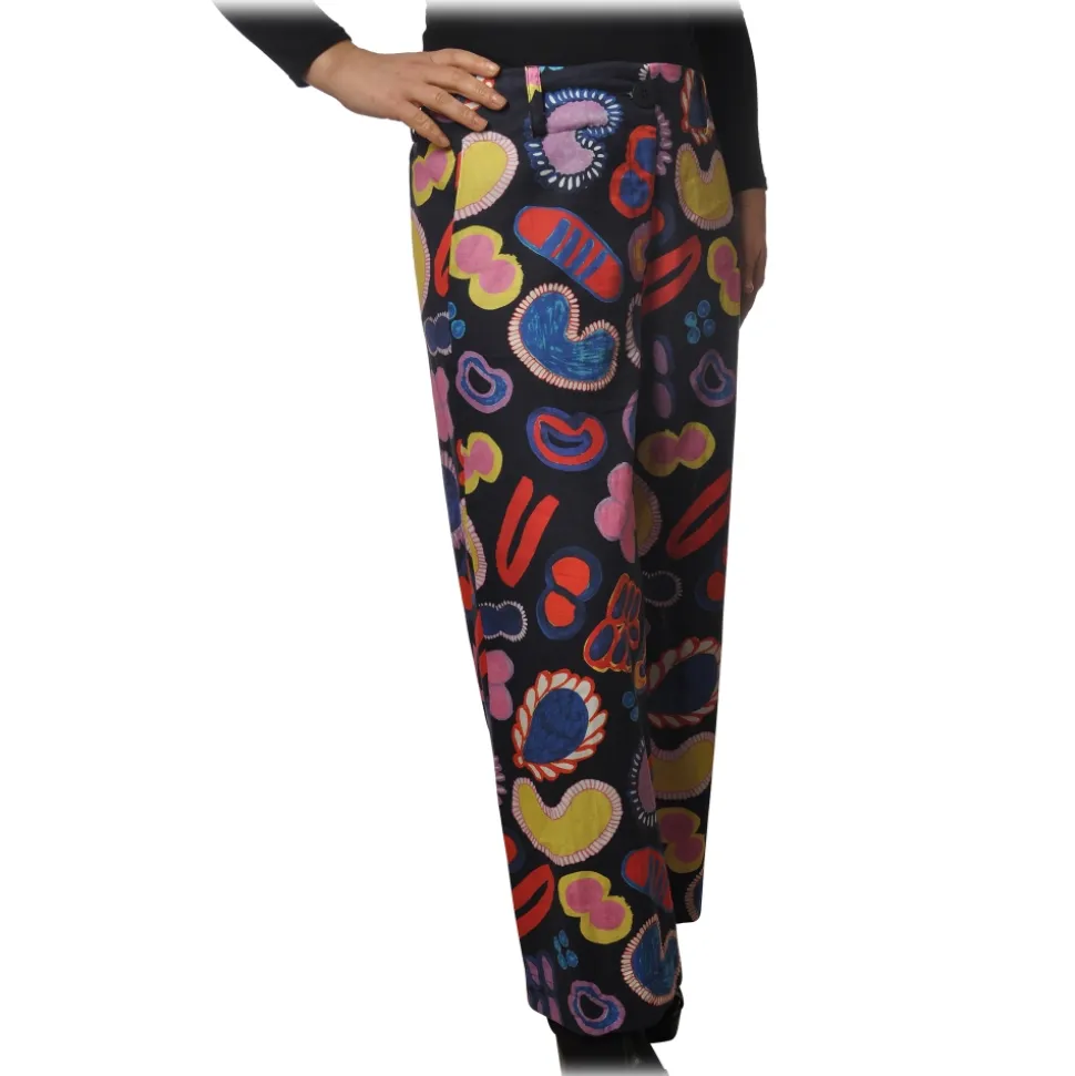 Ottod'Ame - Trousers in Abstract Pattern - Blue - Trousers - Luxury Exclusive Collection - Avvenice