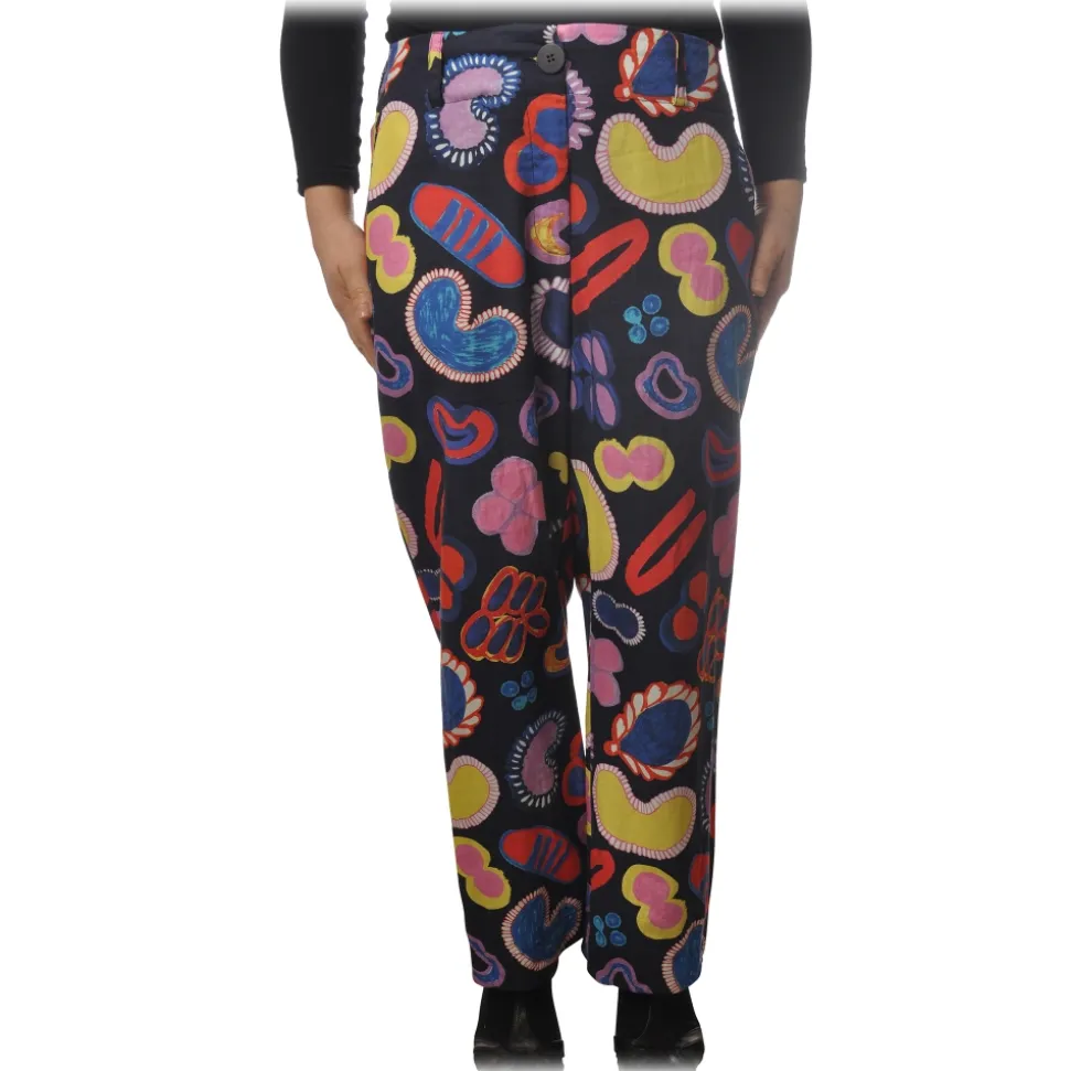 Ottod'Ame - Trousers in Abstract Pattern - Blue - Trousers - Luxury Exclusive Collection - Avvenice