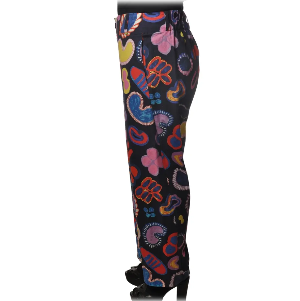 Ottod'Ame - Trousers in Abstract Pattern - Blue - Trousers - Luxury Exclusive Collection - Avvenice