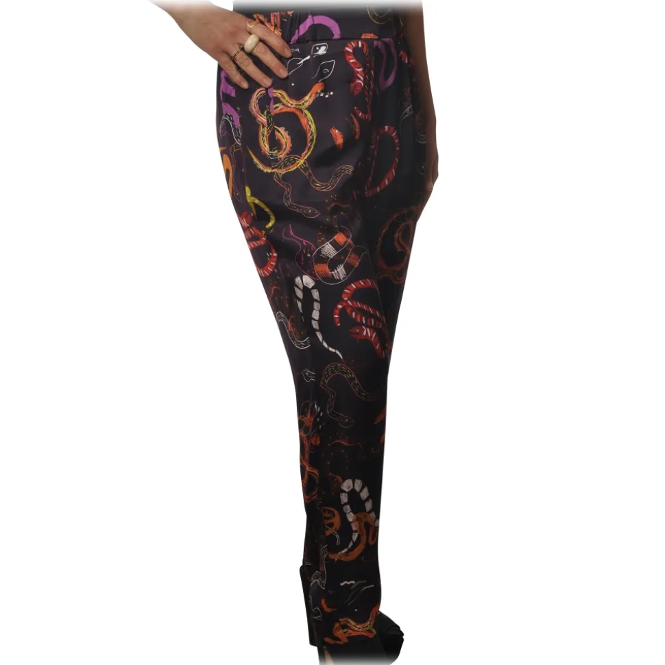 Ottod'Ame - Trousers in Abstract Pattern - Purple - Trousers - Luxury Exclusive Collection - Avvenice