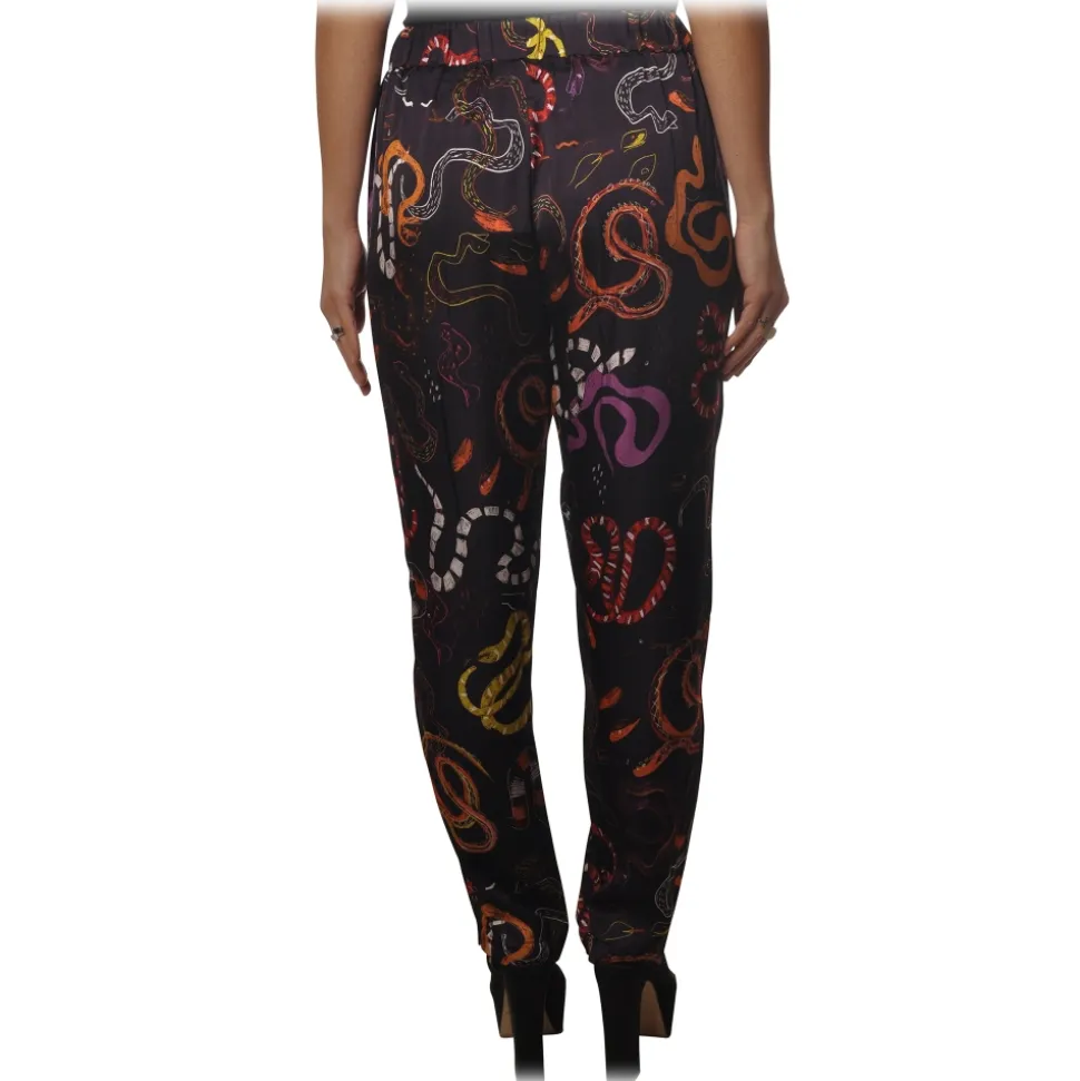 Ottod'Ame - Trousers in Abstract Pattern - Purple - Trousers - Luxury Exclusive Collection - Avvenice