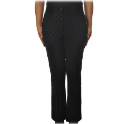 Ottod'Ame - Trousers with Velvet Polka Dots - Black - Trousers - Luxury Exclusive Collection - Avvenice