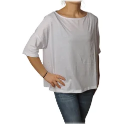 Ottod'Ame - T-Shirt with Boat Neckline - White - T-Shirt - Luxury Exclusive Collection - Avvenice