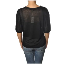 Ottod'Ame - T-Shirt with Puff Sleeves - Black - T-Shirt - Luxury Exclusive Collection - Avvenice