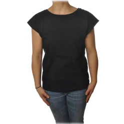 Ottod'Ame - T-Shirt with V-Neckline on the Back - Black - T-Shirt - Luxury Exclusive Collection - Avvenice