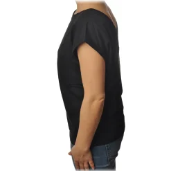 Ottod'Ame - T-Shirt with V-Neckline on the Back - Black - T-Shirt - Luxury Exclusive Collection - Avvenice