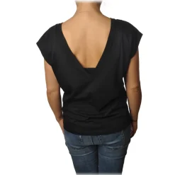 Ottod'Ame - T-Shirt with V-Neckline on the Back - Black - T-Shirt - Luxury Exclusive Collection - Avvenice