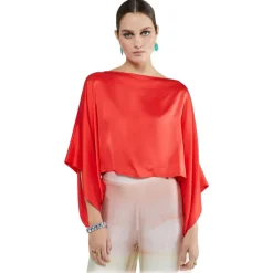 Ottod'Ame - Viscose Shirt with Kimono Sleeves - Coral Red - Shirt - Luxury Exclusive Collection - Avvenice