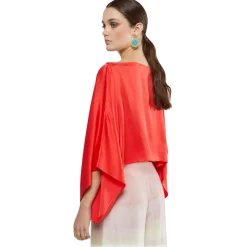 Ottod'Ame - Viscose Shirt with Kimono Sleeves - Coral Red - Shirt - Luxury Exclusive Collection - Avvenice