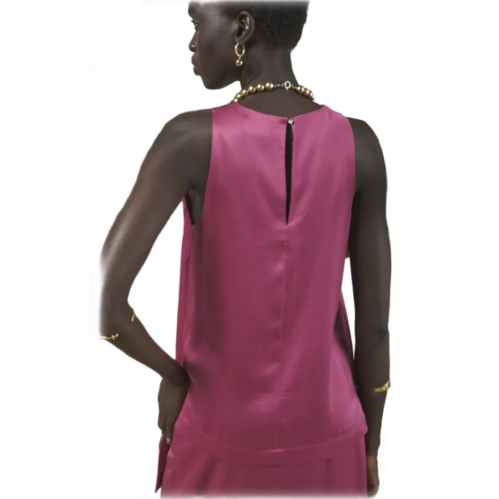 Ottod'Ame - Viscose Tank Top Crew Neck Blouse - Pink - Shirt - Luxury Exclusive Collection - Avvenice
