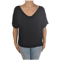 Ottod'Ame - V-neck Shirt - Black - Shirt - Luxury Exclusive Collection - Avvenice