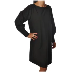 Ottod'Ame - Wide Dress with Boat Neckline - Black - Dresses - Luxury Exclusive Collection - Avvenice