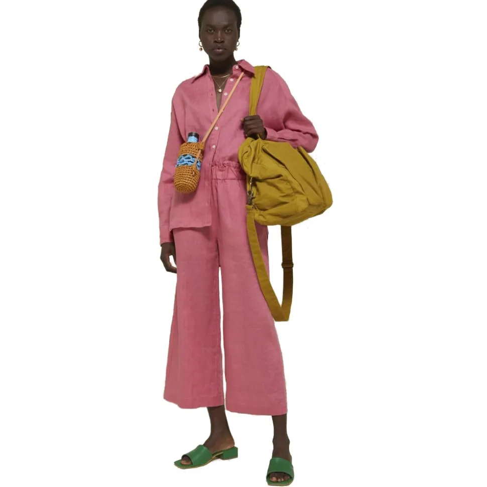 Ottod'Ame - Wide Leg Linen Trousers - Pink - Trousers - Luxury Exclusive Collection - Avvenice