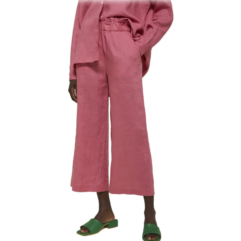 Ottod'Ame - Wide Leg Linen Trousers - Pink - Trousers - Luxury Exclusive Collection - Avvenice