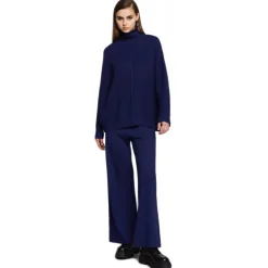 Ottod'Ame - Wide Leg Trousers in Shaved Knit Yarn - Blue - Trousers - Luxury Exclusive Collection - Avvenice
