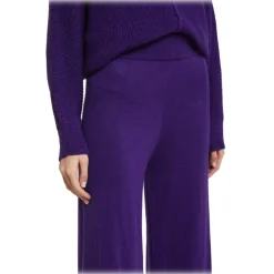 Ottod'Ame - Wide Leg Trousers in Shaved Knit Yarn - Purple - Trousers - Luxury Exclusive Collection - Avvenice