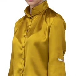 Paelì Couture - Hand Painted Pure Italian Silk Shirt - Mustard Gold - Made in Italy - Luxury Exclusive Collection - Avvenice