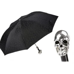 Pasotti Ombrelli 1956 - 64 PNT W33 - Skull Print Umbrella - Silver Skull - Luxury Artisan High Quality Umbrella - Avvenice