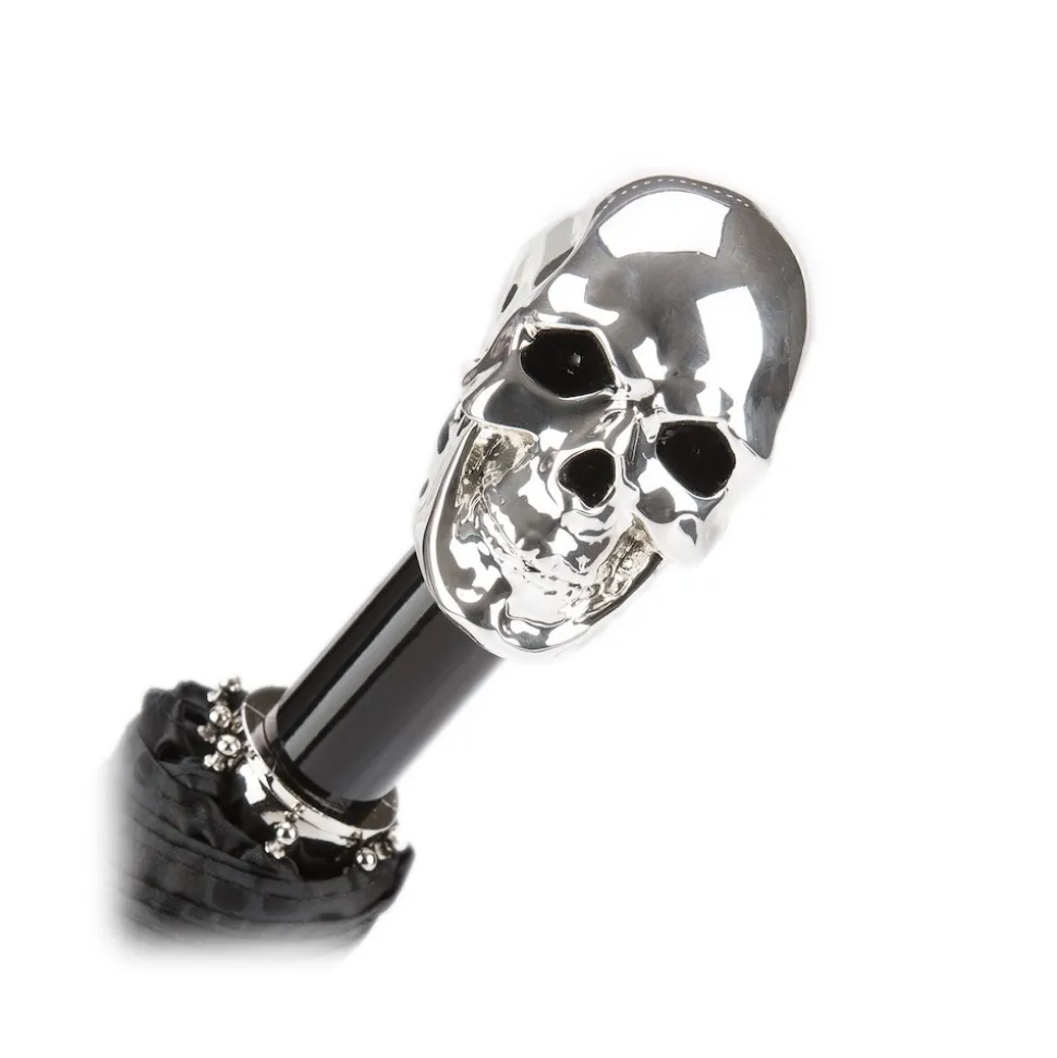 Pasotti Ombrelli 1956 - 64 PNT W33 - Skull Print Umbrella - Silver Skull - Luxury Artisan High Quality Umbrella - Avvenice