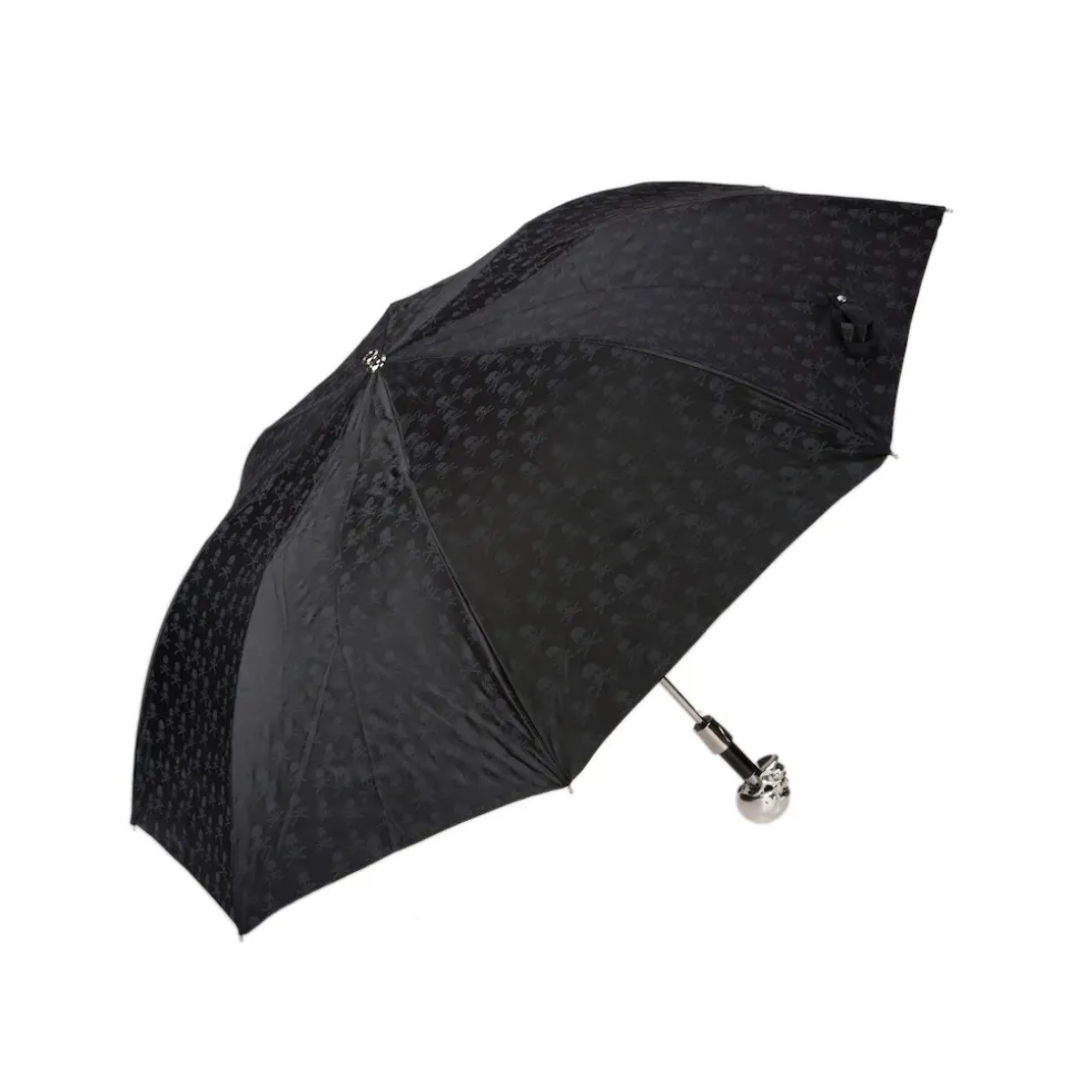 Pasotti Ombrelli 1956 - 64 PNT W33 - Skull Print Umbrella - Silver Skull - Luxury Artisan High Quality Umbrella - Avvenice