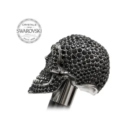 Pasotti Ombrelli 1956 - BA W333NE - Swarovski® Black Skull Stick - Luxury Artisan High Quality Stick - Avvenice