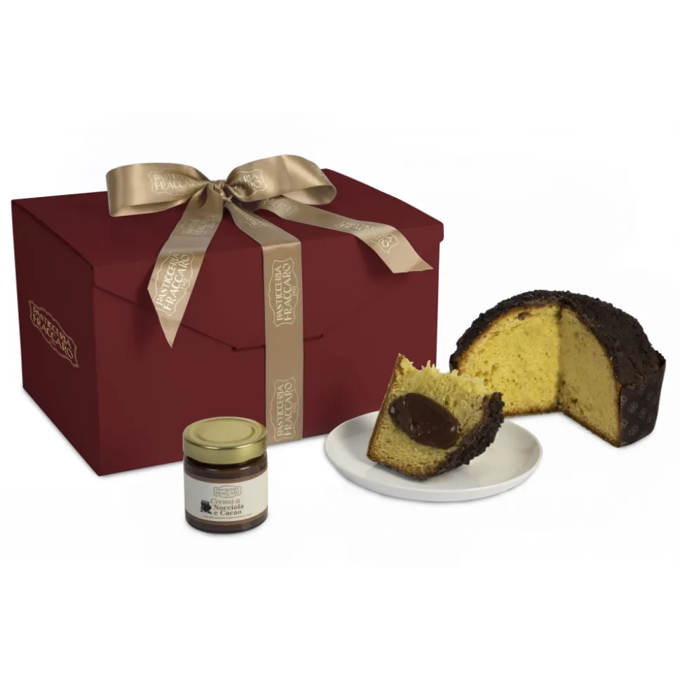 Pasticceria Fraccaro - Panettone with Chocolate + Hazelnut Cream - Gift Box - Artisan Panettone - Avvenice