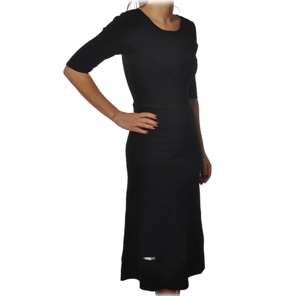 Patrizia Pepe - 3/4 Sleeves Dress Below the Knee - Black - Dress - Made in Italy - Luxury Exclusive Collection - Avvenice