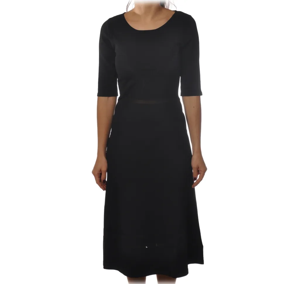 Patrizia Pepe - 3/4 Sleeves Dress Below the Knee - Black - Dress - Made in Italy - Luxury Exclusive Collection - Avvenice