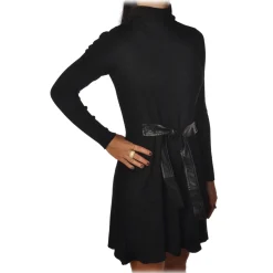 Patrizia Pepe - A-line Model with High Collar - Black - Dress - Made in Italy - Luxury Exclusive Collection - Avvenice