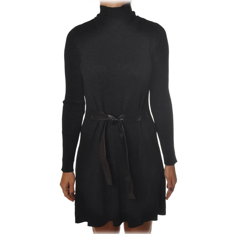 Patrizia Pepe - A-line Model with High Collar - Black - Dress - Made in Italy - Luxury Exclusive Collection - Avvenice